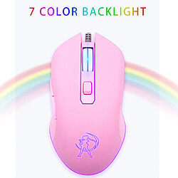 Acheter Souris de jeu filaire 7 couleurs LED rétro-éclairé, ergonomique 6 boutons souris 1600 DPI pour Windows PC