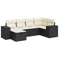 vidaXL Salon de jardin 6 pcs avec coussins noir résine tressée