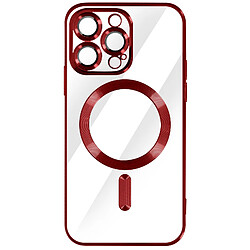 Avizar Coque MagSafe pour iPhone 14 Pro Max Silicone Protection Caméra Chromé Rouge