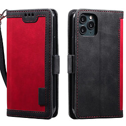 Etui en PU épissage rétro rouge pour votre Apple iPhone 11 Pro 5.8 pouces