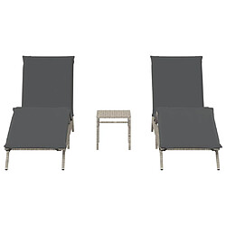 Avis vidaXL Chaises longues lot de 2 avec table gris clair résine tressée