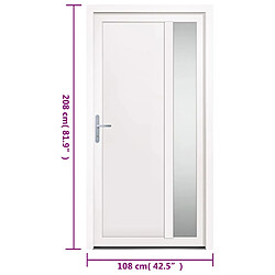 vidaXL Porte d'entrée Blanc 108x208 cm PVC pas cher