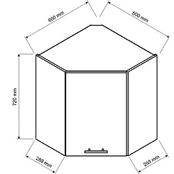 Pegane Meuble d'angle haut de cuisine coloris blanc avec 1 porte - longueur 60 x profondeur 60 x hauteur 72 cm