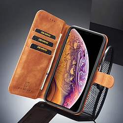 Acheter Wewoo Coque Etui à rabat horizontal côté huile pour iPhone XS / X, avec support, logements pour cartes et portefeuille (Marron)