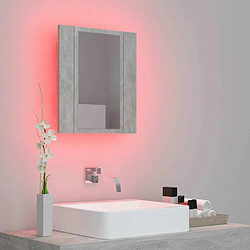 Maison Chic Armoire de salle de bain,Meuble de rangement,Meuble haut à miroir LED Gris béton Acrylique -GKD143164 pas cher