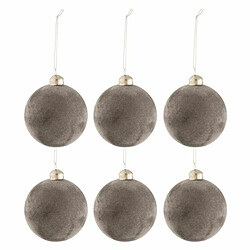 Paris Prix Lot de 6 Boules de Noël Velours 8cm Gris