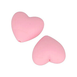 Artemio 2 perles silicone coeur - 29 x 19 x 12 mm - rose