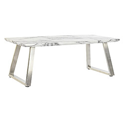 Pegane Table basse rectangulaire en MDF et acier coloris blanc / argenté - longueur 120 x profondeur 60 x hauteur 44 cm