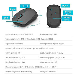 Acheter Universal Souris optique sans fil silencieuse avec Bluetooth 3.0 / 4.0 RF 2,4 g Mini Mini souris sans bruit pour PC Windows