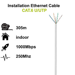 Ewent IM1217 Carrete de cable de red LSZH Cat6 U/UTP 305 m Gris