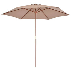 vidaXL Parasol d'extérieur avec mât en bois 270 cm taupe