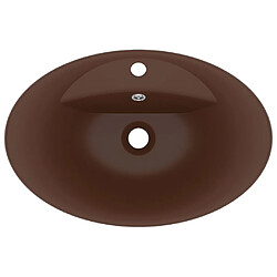 Avis vidaXL Lavabo ovale à trop-plein Marron foncé mat 58,5x39 cm Céramique