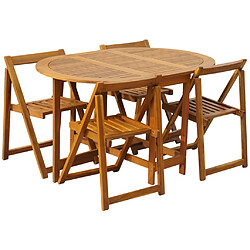 vidaXL Ensemble à manger d'extérieur pliable 5pcs Bois d'acacia solide