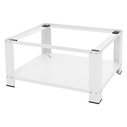 ML-Design Socle pour Machine à Laver avec Étagère, en Acier, Blanc, 63x54 cm, jusqu'à 150 kg, Support Lave-Linges Standard, Pieds Antidérapants, Support Base de Lave-Linge, Estrade de 32 cm de Haut