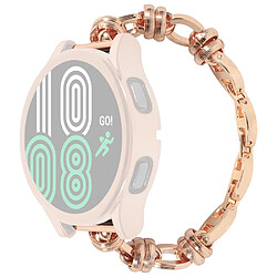 Bracelet en métal sangle de chaîne filetée, or rose pour votre Huawei Watch GT3 42mm/Samsung Galaxy Watch 4/4 Classic 20mm