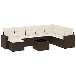 vidaXL Salon de jardin avec coussins 9 pcs marron résine tressée