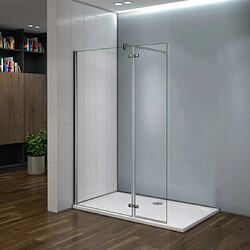 Paroi de douche 100x200cm en verre anticalcaire avec un pivotant retour de 40cm