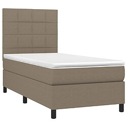 Avis Maison Chic Lit adulte- Lit + matelas,Sommier à lattes de lit et matelas et LED Taupe 90x200 cm Tissu -GKD10302