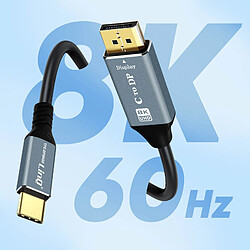 Acheter Câble Vidéo 8K USB type C vers DisplayPort Mâle Haute Résolution 1,8m LinQ Noir