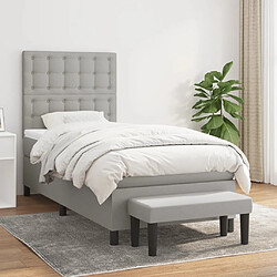 vidaXL Sommier à lattes de lit avec matelas Gris clair 80x200 cm Tissu