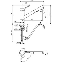 Ideal Standard - Mitigeur évier bec médium jet multifonctions CERALOOK bec orientable chromé - BC297AA