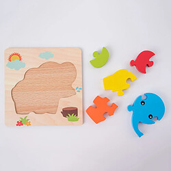 Acheter Jouets Colorés De Puzzle En Bois Montessori Pour L'éléphant D'enfants En Bas âge