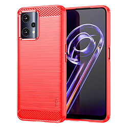 Coque en TPU MOFI Anti-empreintes, texture fibre de carbone, rouge pour votre Realme 9 Pro