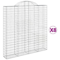 vidaXL Paniers à gabions arqués 8 pcs 200x30x200/220 cm fer galvanisé