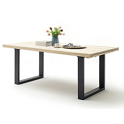 Pegane Table à manger extensible en chêne blanchi massif huilé / anthracite - L.180-280 x H.77 x P.100 cm