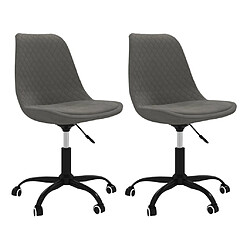 vidaXL Chaises pivotantes à manger lot de 2 Gris foncé Tissu