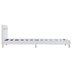 Maison Chic Lit adulte - Cadre de lit avec LED,Structure du lit Contemporain Blanc Similicuir 90 x 200 cm -MN64591 pas cher