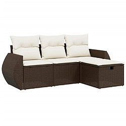 vidaXL Salon de jardin 4 pcs avec coussins marron résine tressée