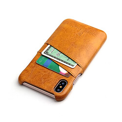 Acheter Wewoo Etui en cuir Fierre Shann Retro Oil en PU avec texture pour iPhone X / XS, avec emplacements pour cartes (Jaune)