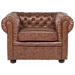 Beliani Fauteuil CHESTERFIELD Cuir PU Marron doré pas cher