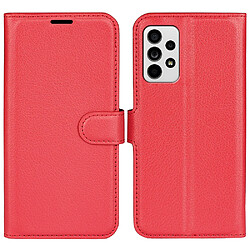 Etui en PU texture litchi, fermoir magnétique avec support rouge pour votre Samsung Galaxy A33 5G