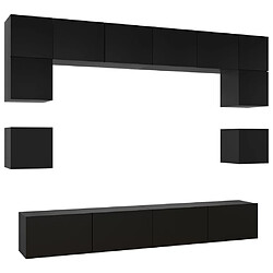 Maison Chic Ensemble de meubles TV 8 pcs | Banc TV Moderne pour salon | Meuble de Rangement - Noir Aggloméré -MN18717