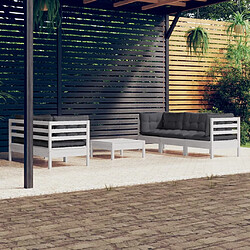 vidaXL Salon de jardin 6 pcs avec coussins anthracite bois de pin