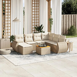 vidaXL Salon de jardin avec coussins 8 pcs beige résine tressée