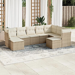 vidaXL Salon de jardin avec coussins 9 pcs beige résine tressée