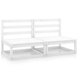 vidaXL Canapés centraux de jardin 2 pcs blanc bois de pin massif