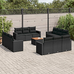 Maison Chic Salon de jardin avec coussins 13 pcs, Ensemble Tables et chaises de jardin, noir résine tressée -GKD393138