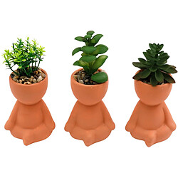 Sil Plante artificielle pot en terracotta bonhomme (lot de 3).