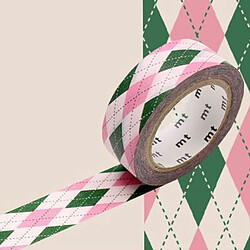 Masking tape écossais - Rose et vert - 1,5 cm x 7 m