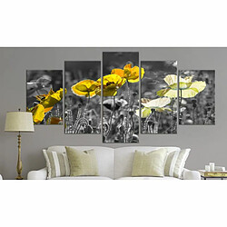 Paris Prix Tableau Imprimé 5 Panneaux Yellow Poppies Wide 100 x 200 cm