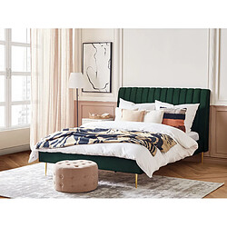 Beliani Lit double en velours vert 160 x 200 cm MARVILLE