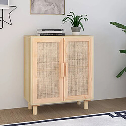 Maison Chic Buffet,Meuble de Rangement,commode pour salon,Cuisine Marron 60x30x70 cm Bois de pin massif et rotin naturel -MN98012