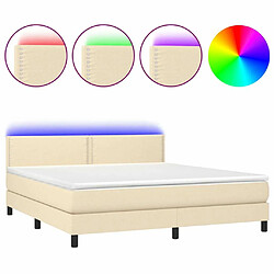 Maison Chic Lit adulte- Lit + matelas,Sommier à lattes de lit avec matelas LED Crème 180x200 cm Tissu -GKD85468