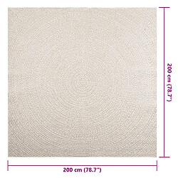 vidaXL Tapis ZIZUR crème 200x200 cm aspect de jute intérieur extérieur pas cher