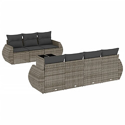 Maison Chic Salon de jardin 8 pcs avec coussins | Ensemble de Table et chaises | Mobilier d'Extérieur gris résine tressée -GKD73223