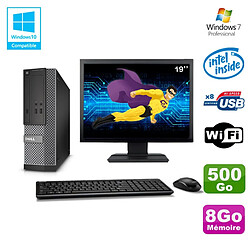 Lot PC Dell Optiplex 3020 SFF Intel G3220 3GHz 8Go 500Go DVD Wifi W7 + Ecran 19" - Occasion